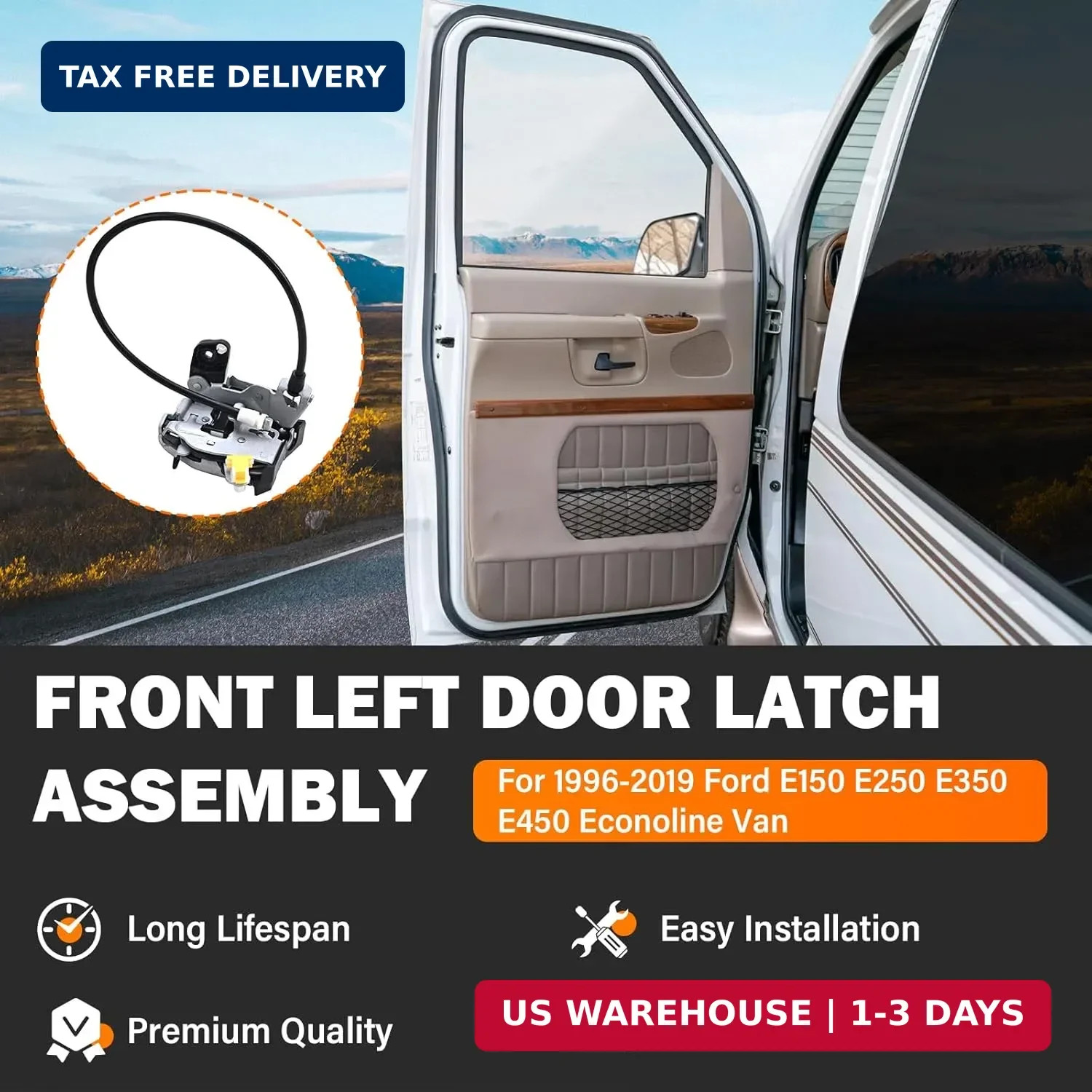 Front Left Driver Side Door Lock Latch Assembly Compatible with 1996-2019 Ford E