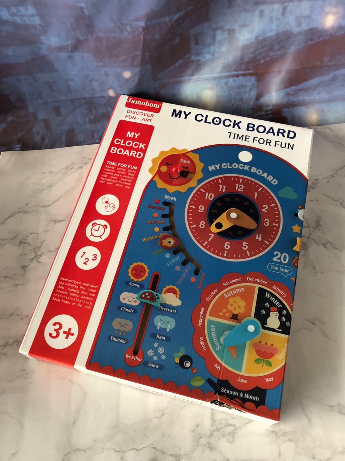 Jamohom My Clock Board Kids All About Today Calendar Board Clock Learning Toy
