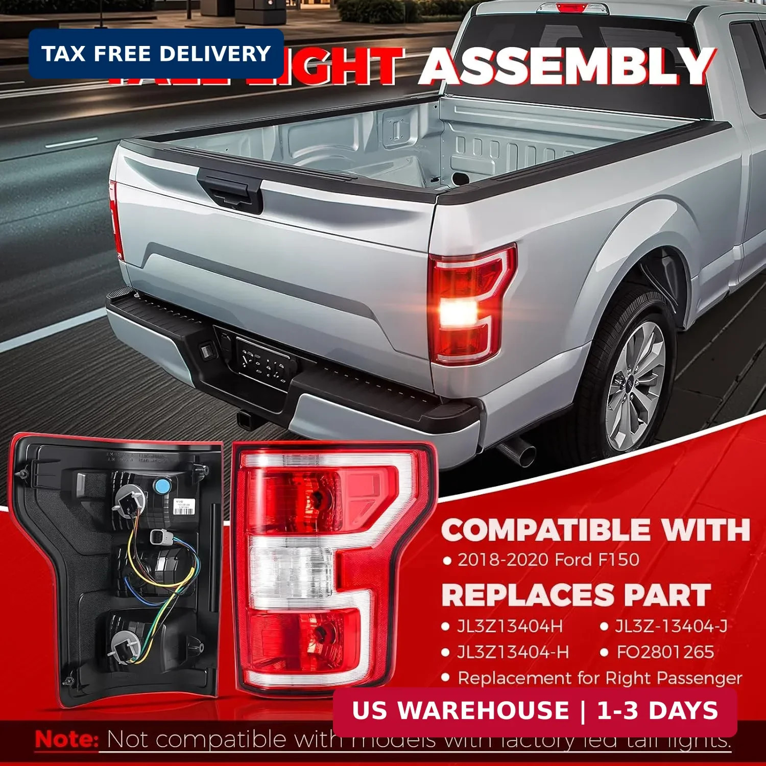 F150 Tail Lights Assembly Compatible With 2018 2019 2020 Ford F150 F-150 Right P