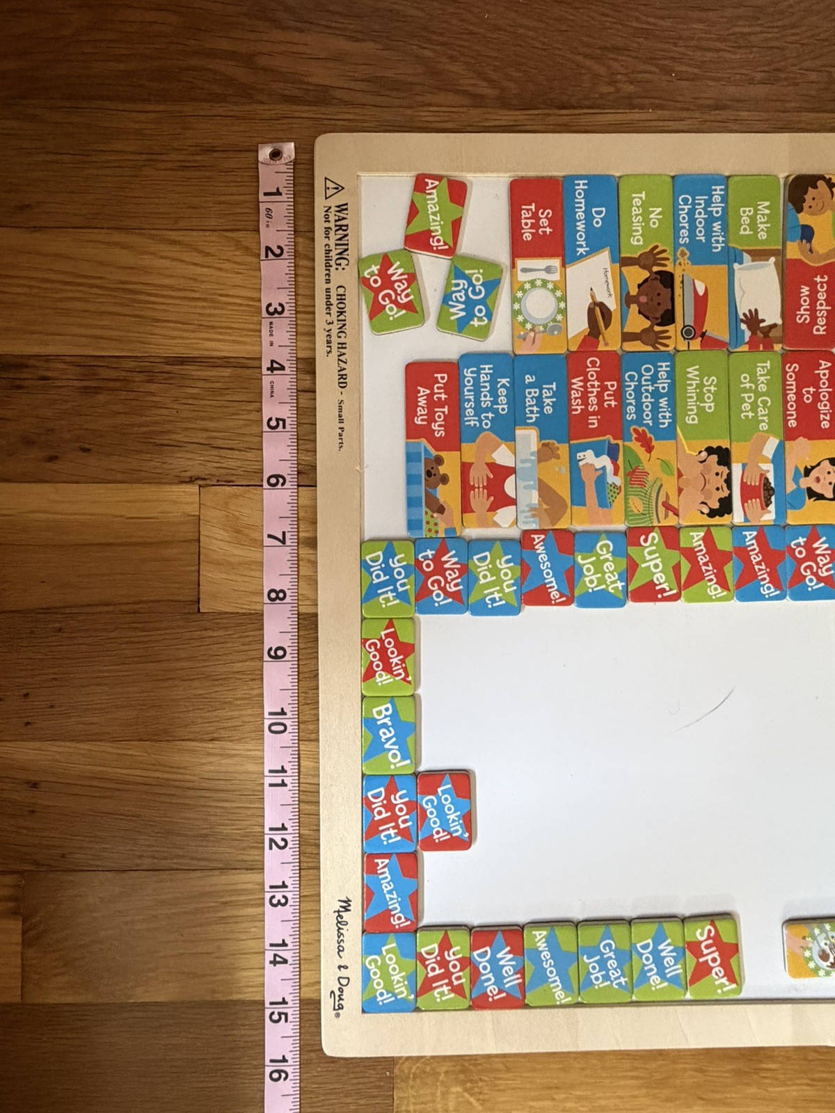 Melissa & Doug Magnetic Wall Chore Responsibility Chart Fabric-Hinge Wood Boards