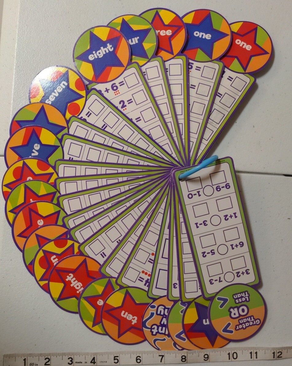 Tara Toy Corp Math Set Manipulative Wipe off Add, Subtract Counting etc 25 Cards