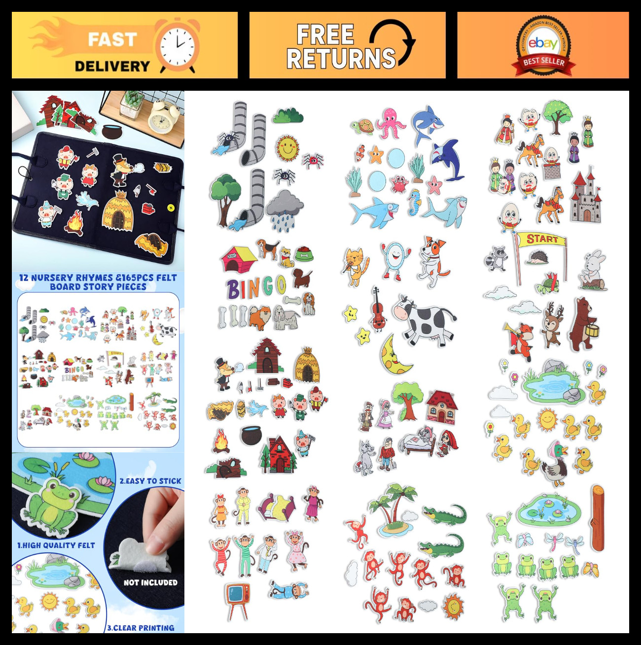 12-Piece Felt Board Story Set – Animal Figures for Preschool & Kindergarten Stor
