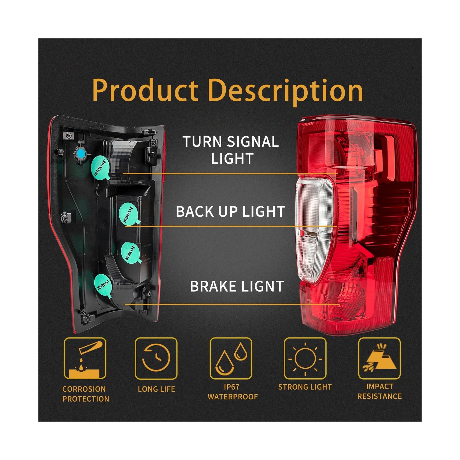 Right Passenger Side Rear Tail Light Assembly Compatible With 2020-2022 Ford …