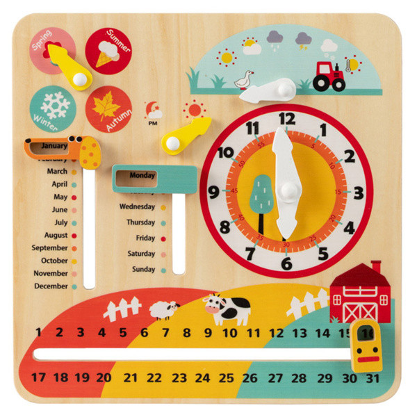 Wooden Kids Calendar & Clock Learning Board Montessori Educational Weather Toy