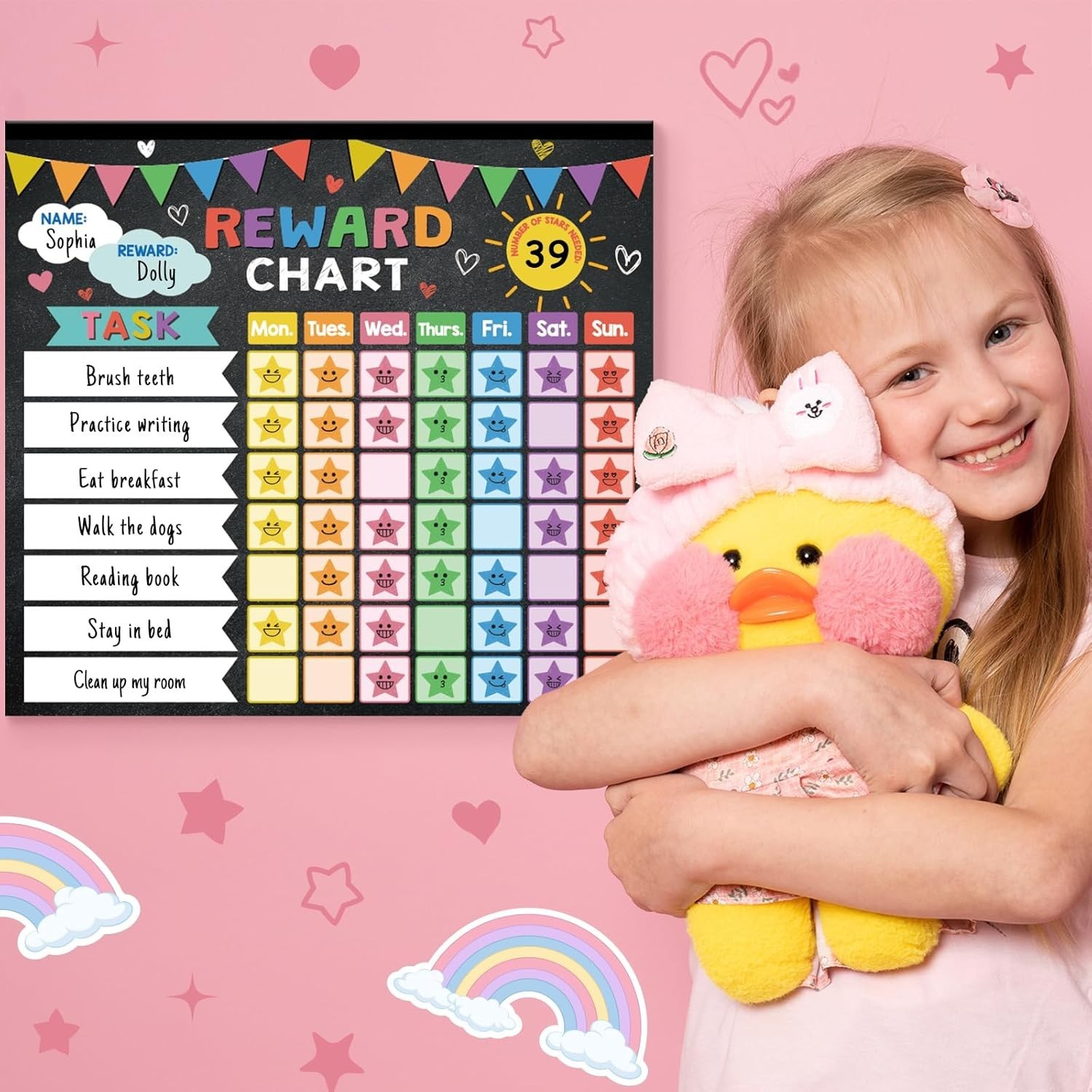 Reward Chart for Kids,Magnetic Behavior Chore Chart for Kids at Home,26 Black…