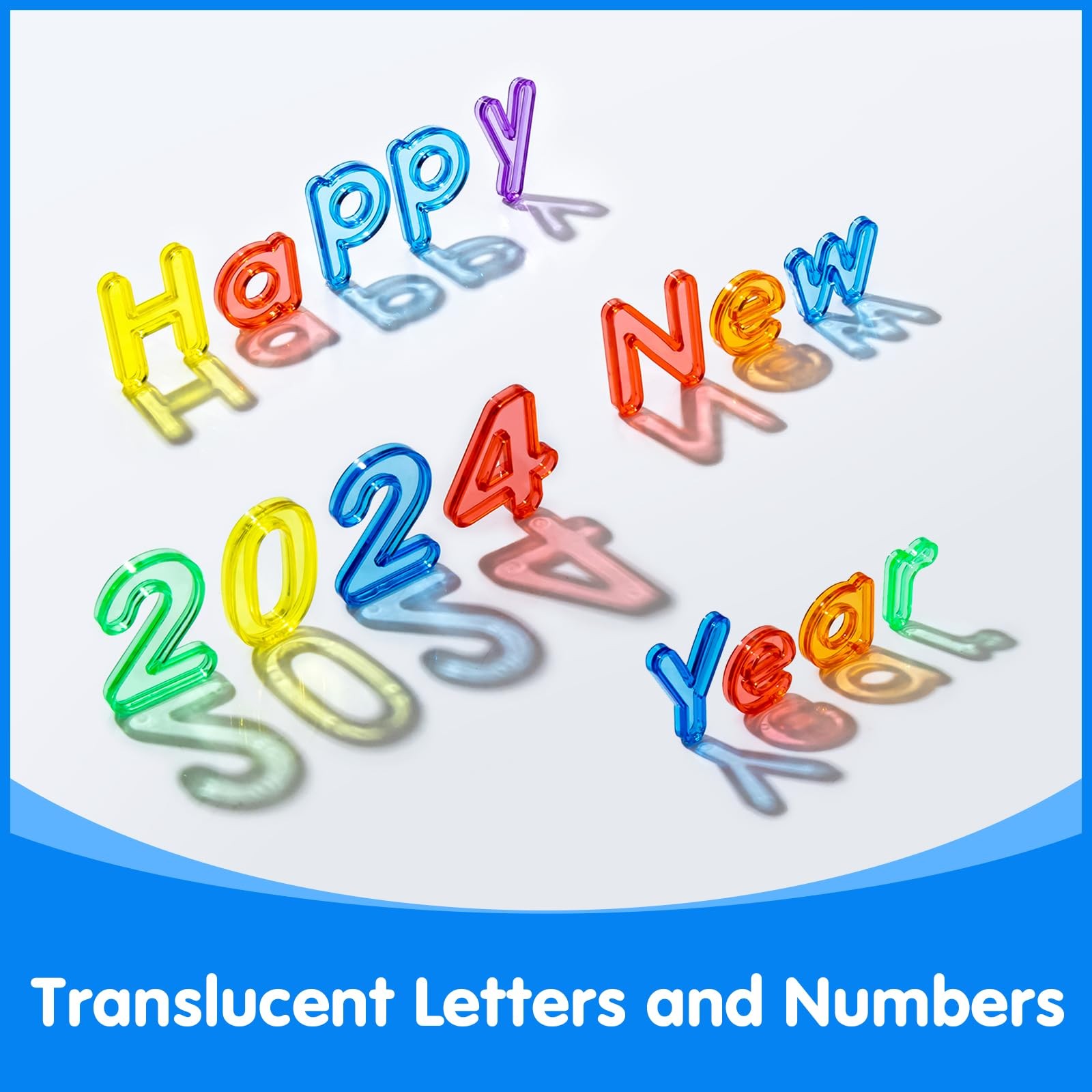 66 Pcs Translucent Letters and Numbers – About 2 Inches – Plastic Alphabet Le…