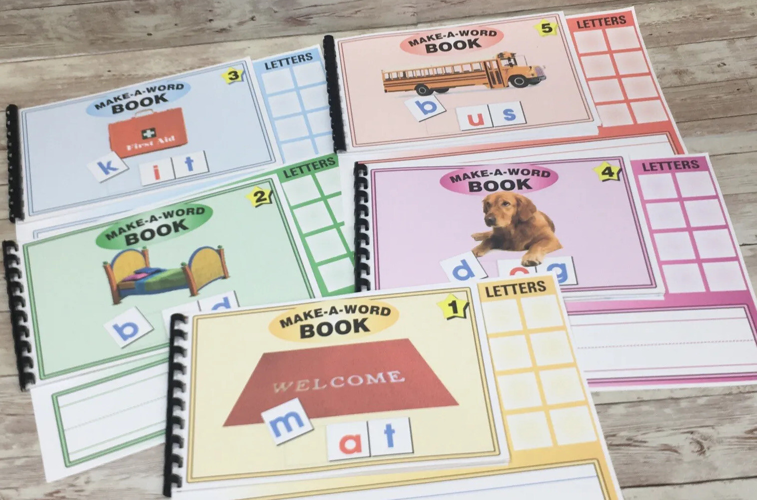 MAKE A WORD – Short Vowel – w/ letter tiles – Interactive Learning Books BUNDLE