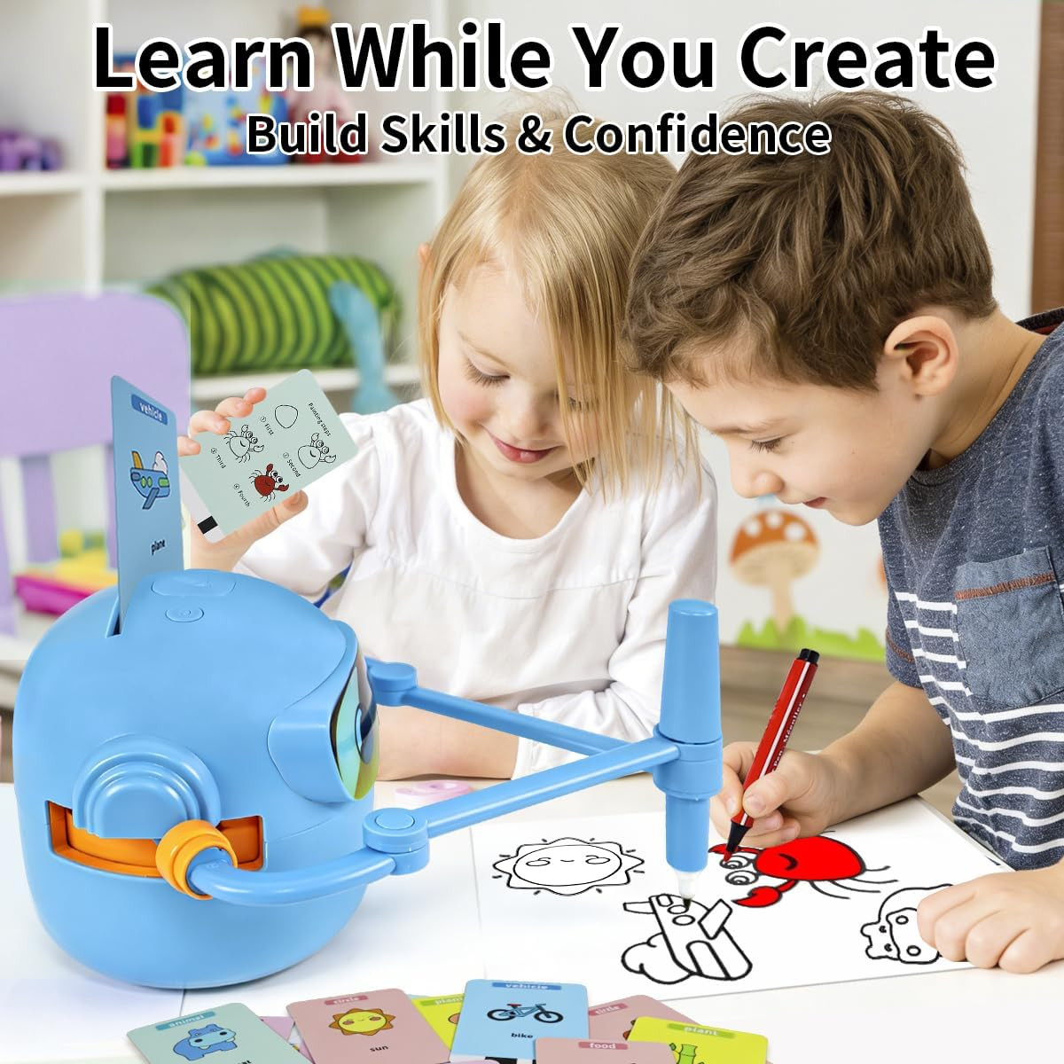 Drawing Robot for Kids, Smart Auto Drawing Machine with Cards, Educational Art R