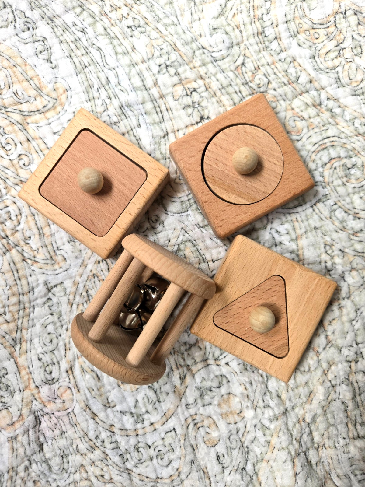 Montessori & Me Single Shape Puzzles Wood Triangle Circle Square