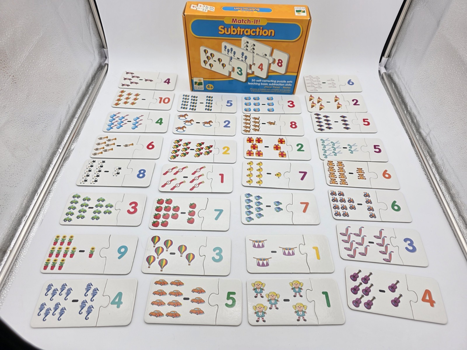 Match It! Mathematics Puzzle Game, 30 Self-Correcting Puzzle Sets – Subtraction