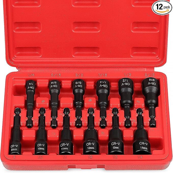 12-Piece Magnetic Nut Driver Set – Premium Impact Power Hex Nut Driver Drill Bit