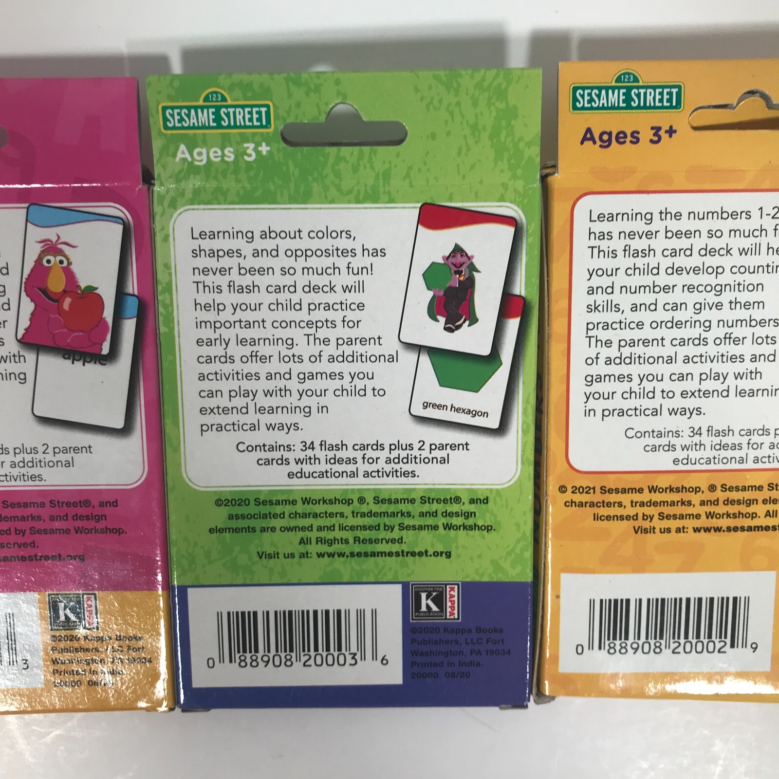 Sesame Street Numbers Beginning Words Colors Flash Cards 3 Packs Of 36 Cards
