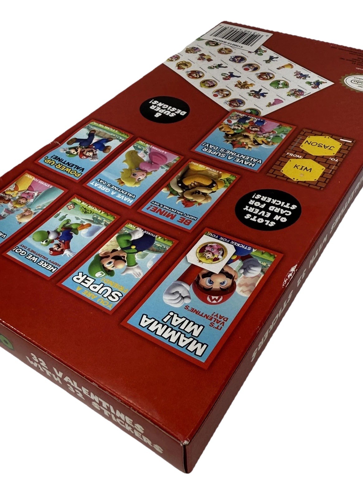 Super Mario Valentines 32 Cards 32 Stickers Nintendo Kids Classroom Gift 8 Desig