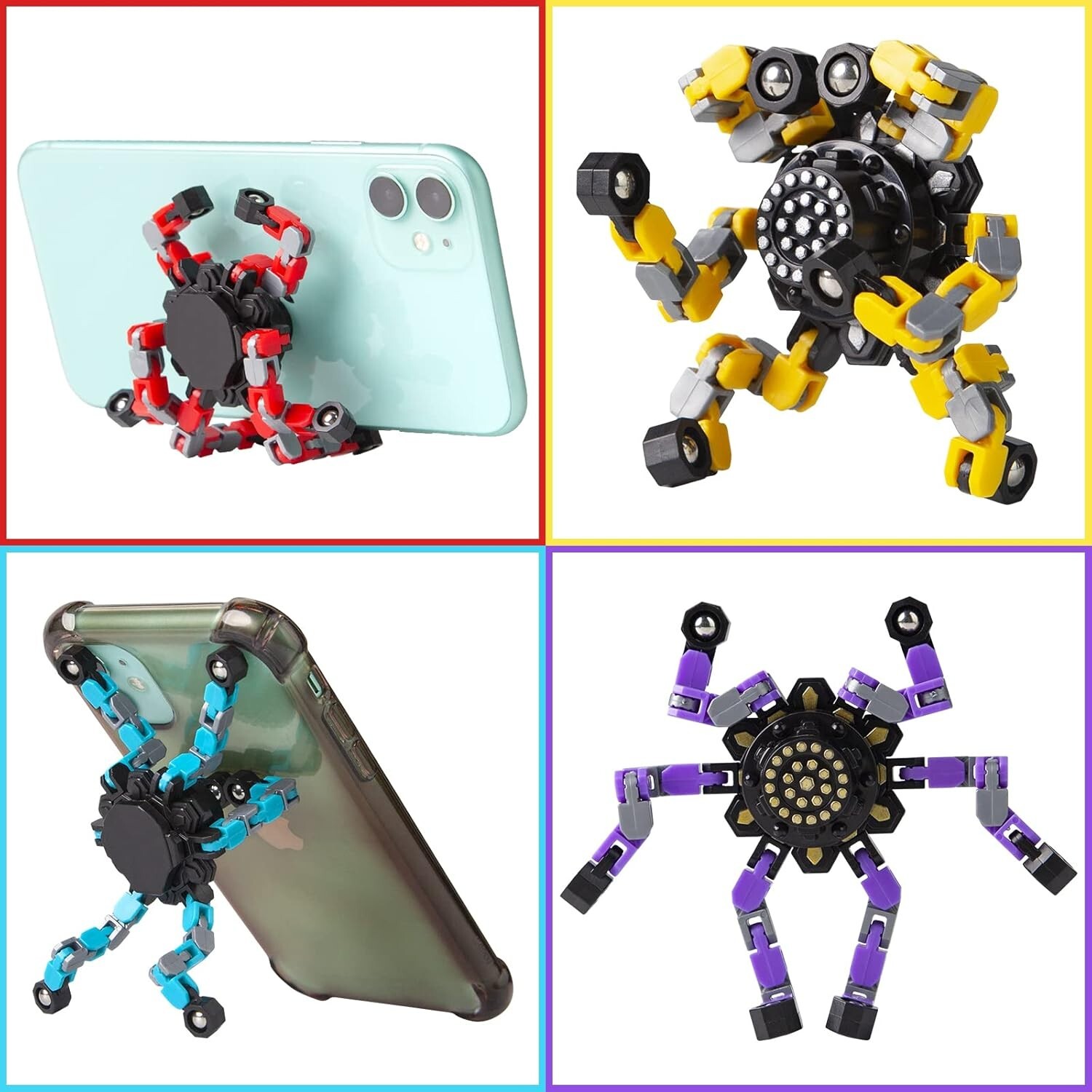 Spinner Transformable Fingertip Gyro, Stress Relief, (Fingertip Toy 4 Pieces)