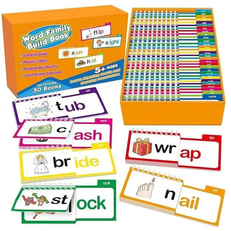 30 Read & Rhyme Word Family Flash Cards Phonics Reading Learning Educational Set