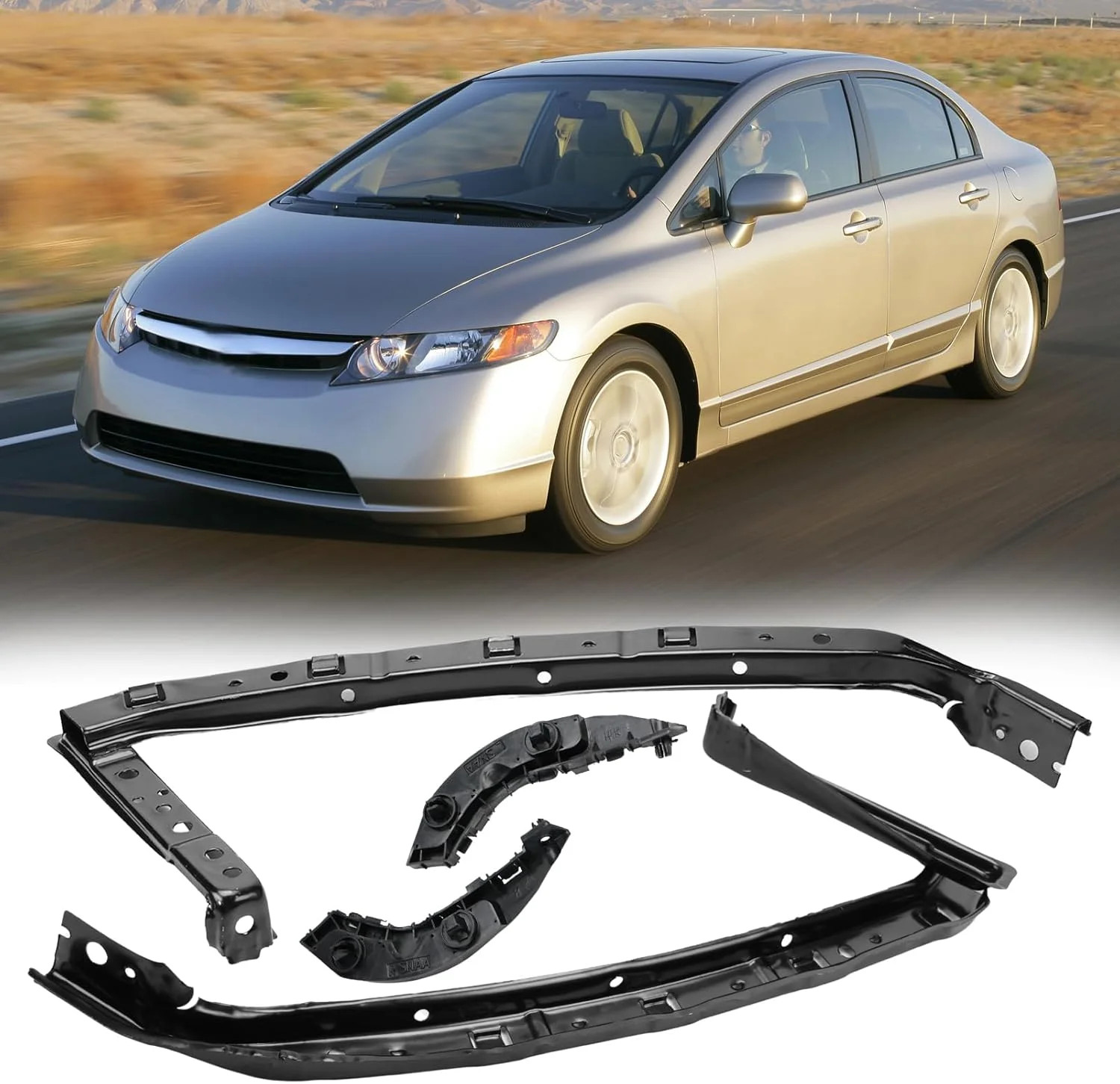 4PCS Front Headlight and Bumper Bracket Kit for 2006-2011 Honda Civic Sedan | Co