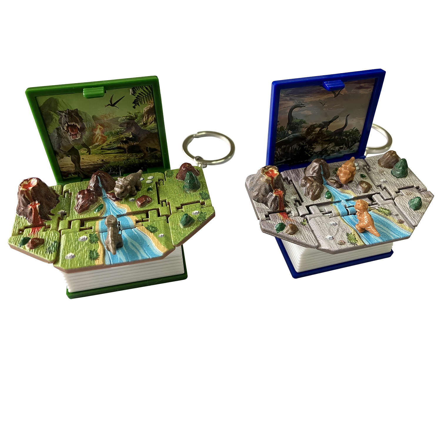 3D Pop-up Book Dinosaur Keychain Folding Stree Relief Puzzle Educational Toy x 3