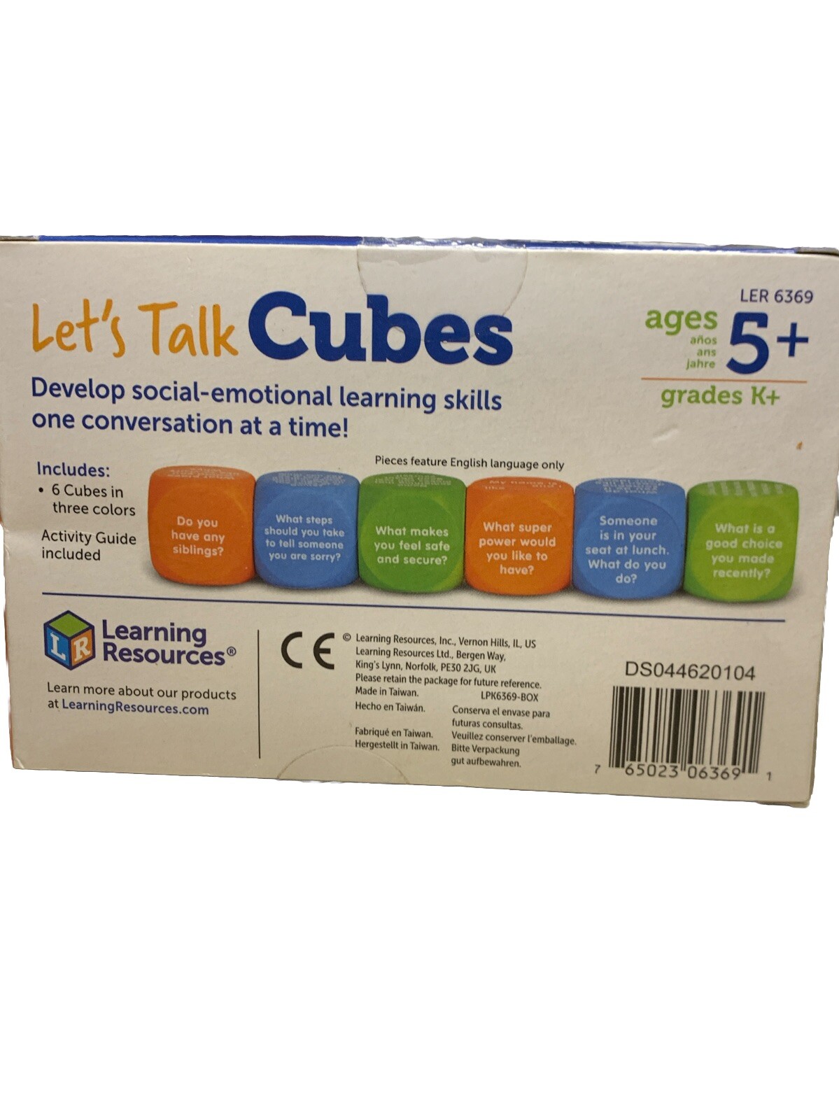 Let’s Talk Cubes Learning Resources 6 Cubes Ages 5+ Social Skills Feelings New