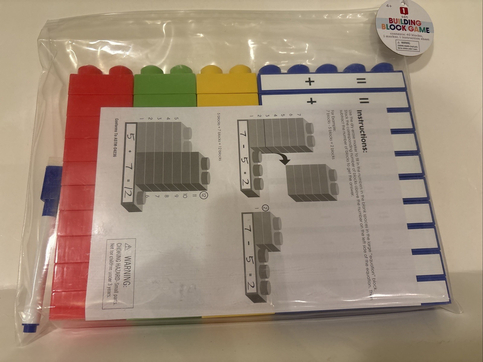 NEW Building Block Dry Erase Addition & Subtraction Game