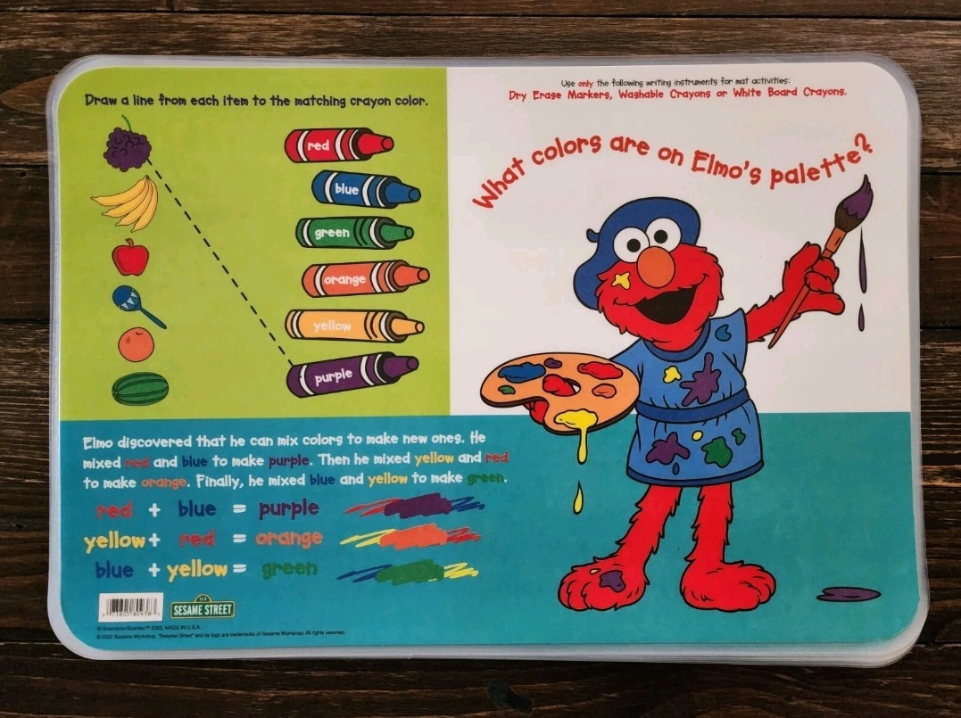 Sesame Street Colors Educational Learning Activity Placemats Set Of 8