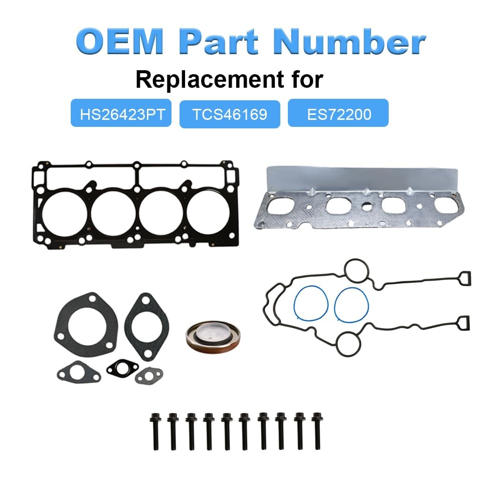 Full Cylinder Gasket Set with Head Bolts Compatible with Dodge Challenger