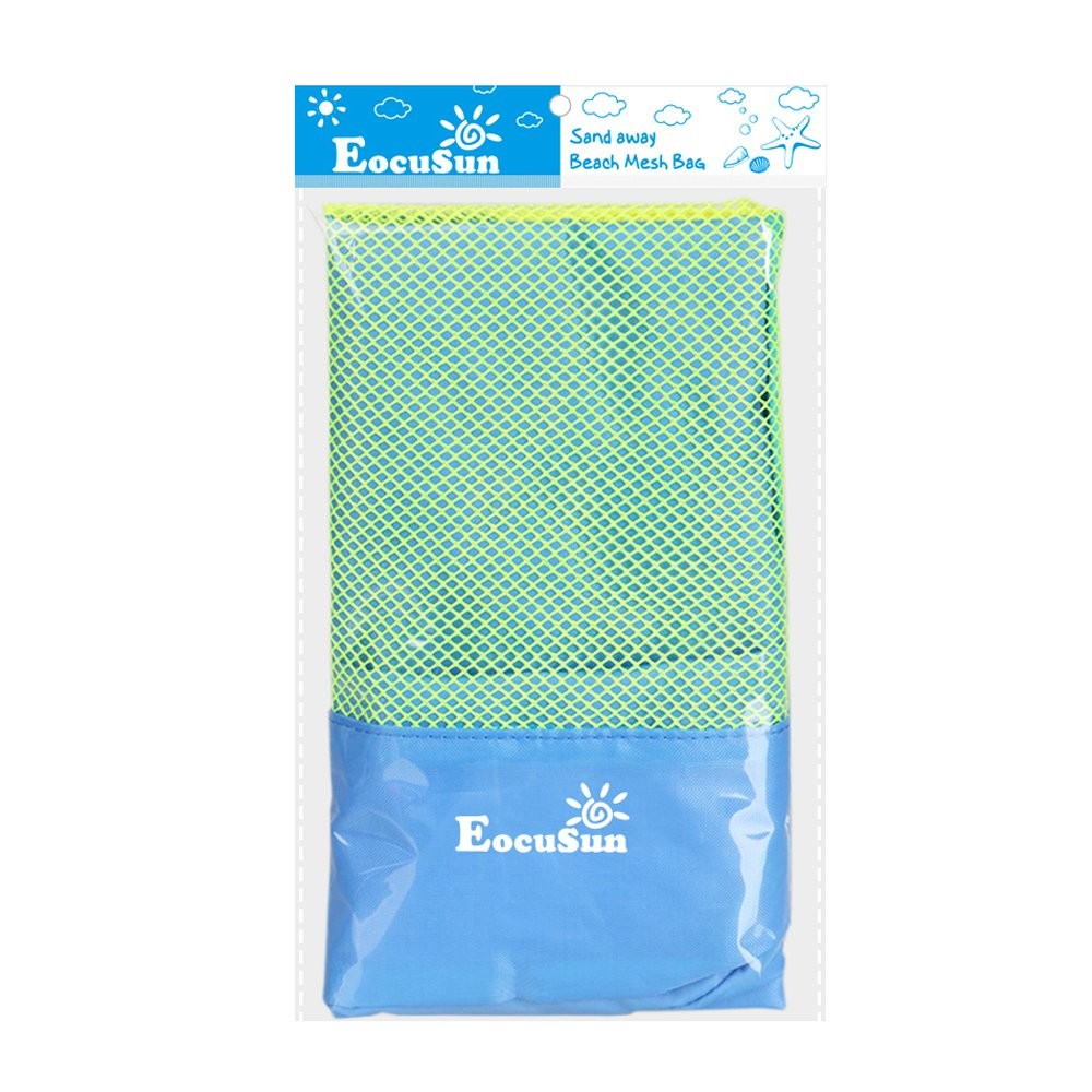 EocuSun Large Mesh Beach Bag Tote Durable Sand Away Blue-Large, Blue