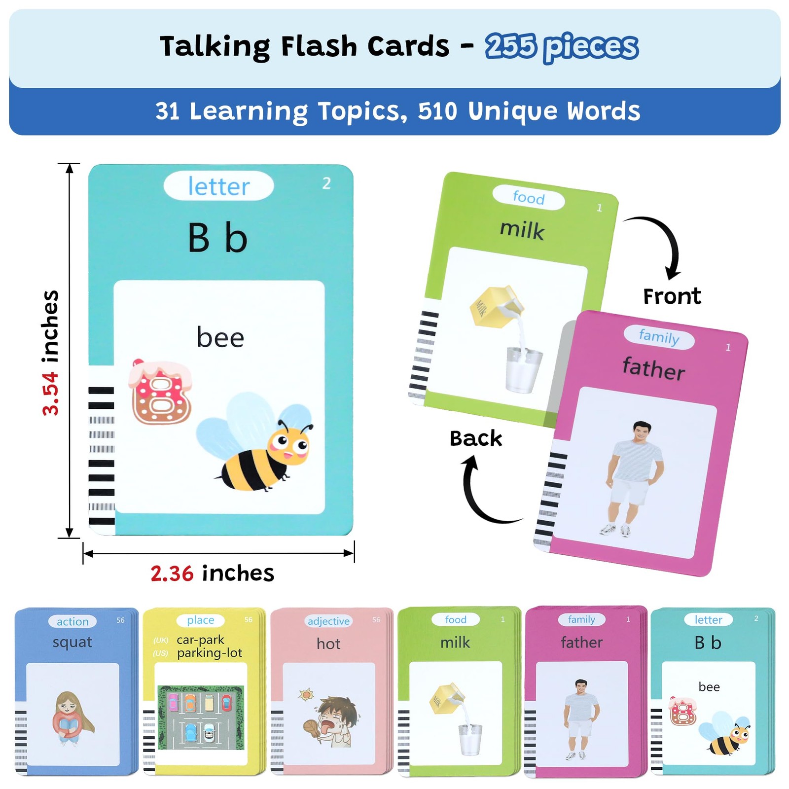 , Talking Flash Cards for Kids 2-in-1 LCD Writing Tablet with 510 Sight Words…