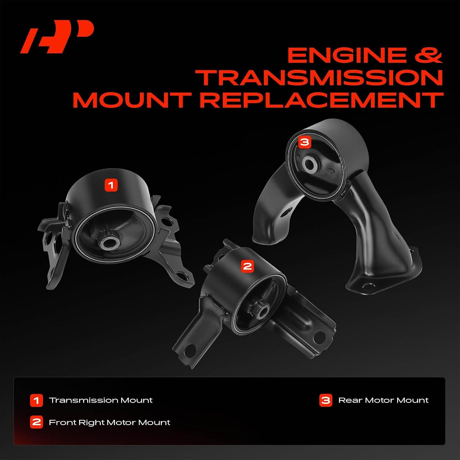3PCS Engine Motor Mount and Transmission Mount Set Compatible with Mitsubishi