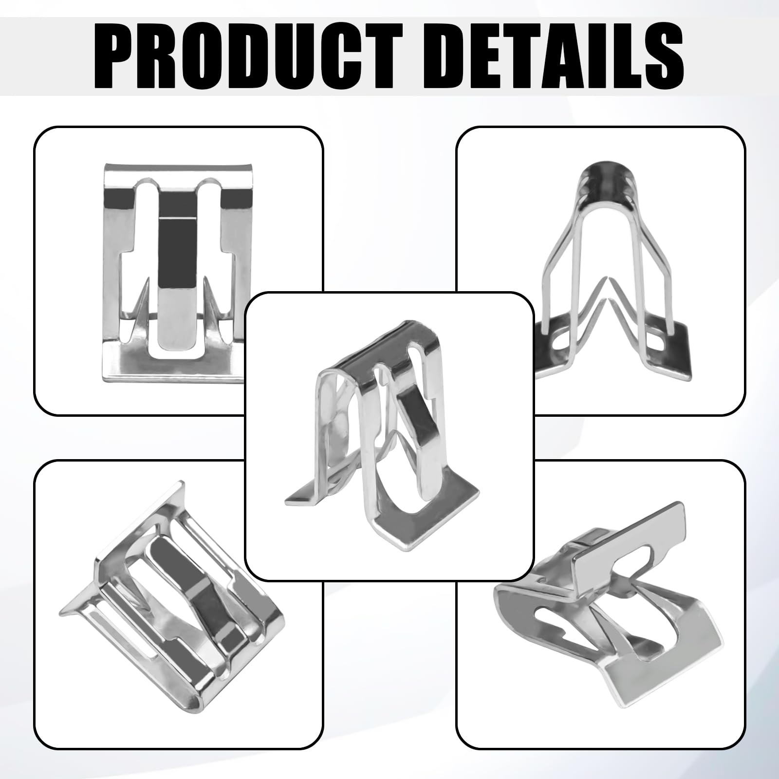 Mlahuier 15PCS Car Trim Panel Metal Retainer Clip, Universal 15PCS, Silver