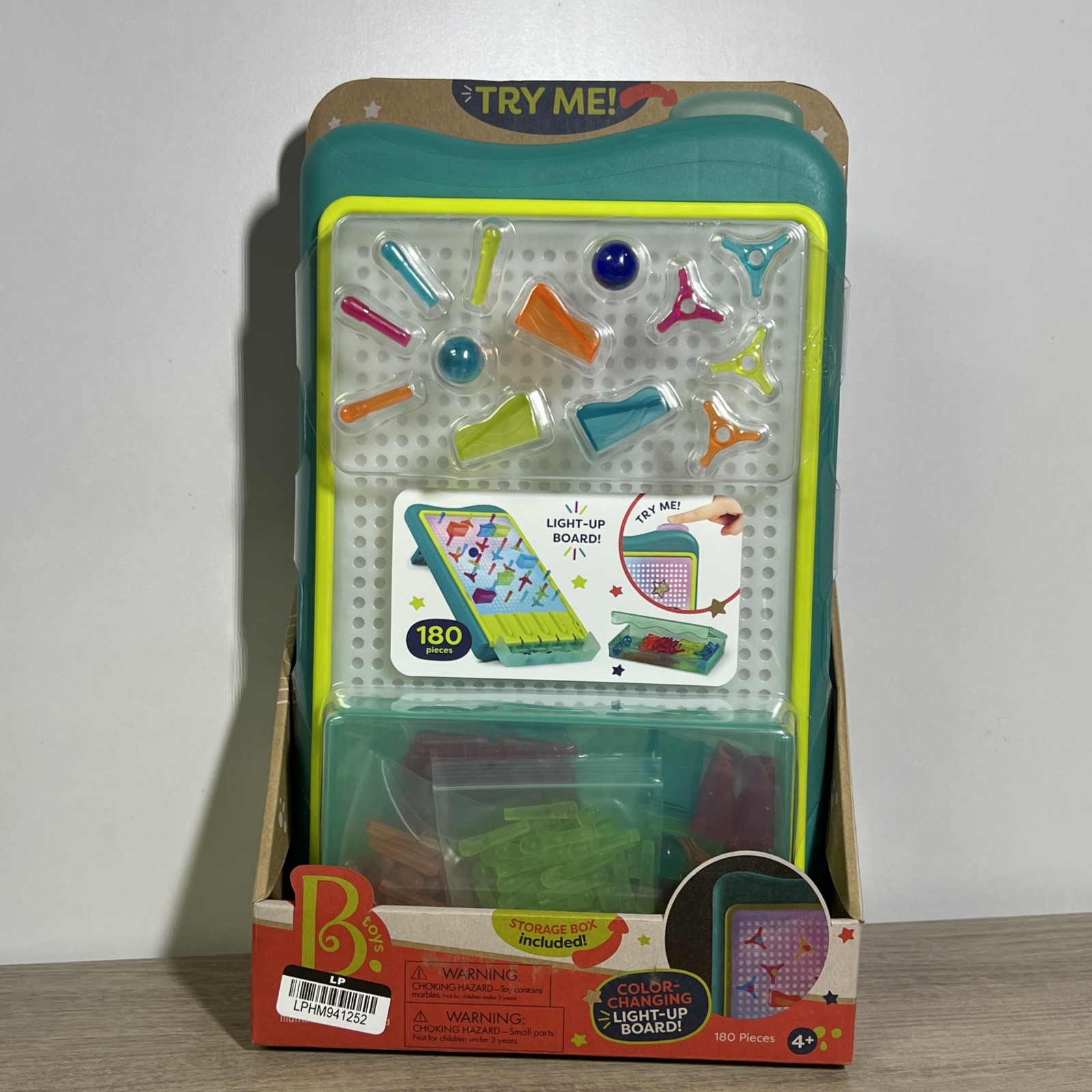 B. Toys Light-Up Marble Drop Illuminated Pegboard Color Changing 180 Pieces NIB