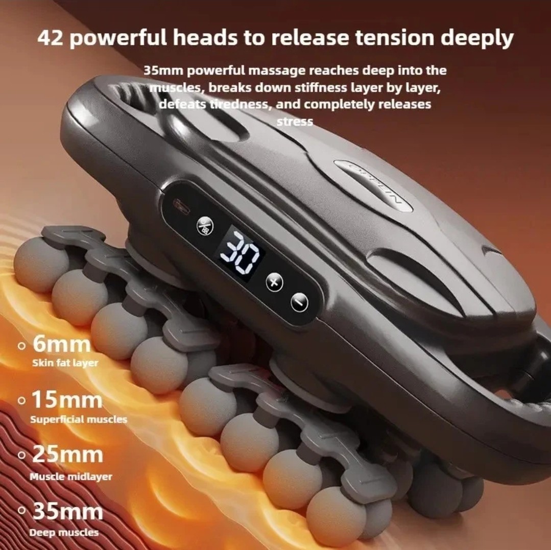 42-head 42-Drive Massage Gun Set, Deep Tissue Percussion Massager with 42 Black