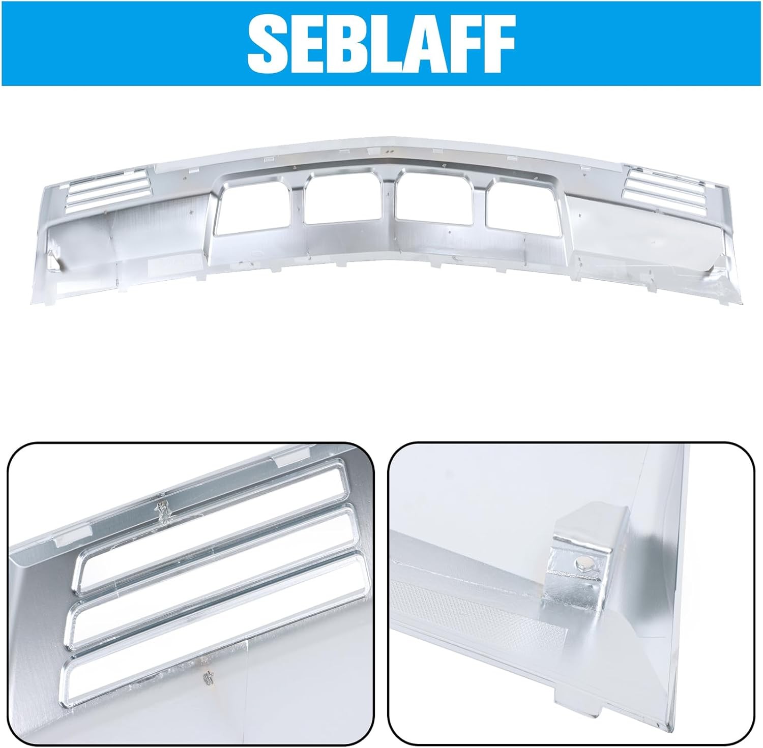 Matte Chrome Front Bumper Lower Valance Skid Plate Plastic Replacement for