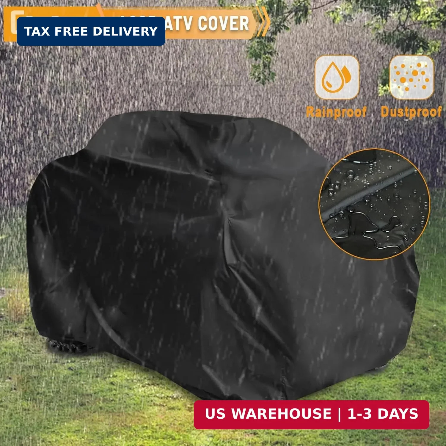Chikia XL ATV Cover 420D Waterproof,4 Wheeler ATV Cover Replacement for Polaris