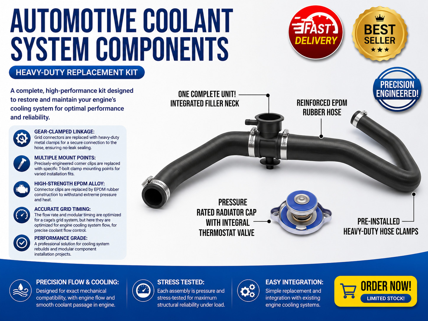 Upper Radiator Coolant Hose with Cap for Jeep Patriot Compass 2007-2017 f