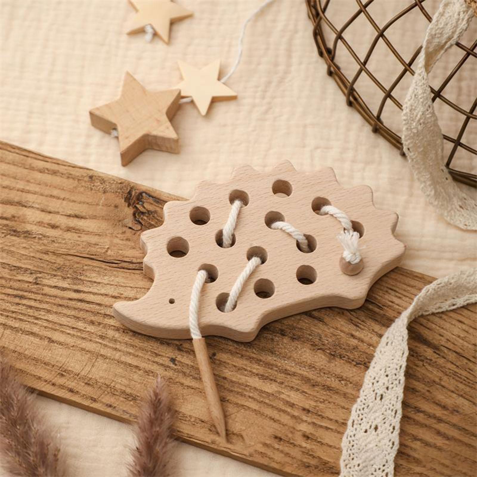 Wooden Lacing Threading Board Game Toy,s Durable Sensory