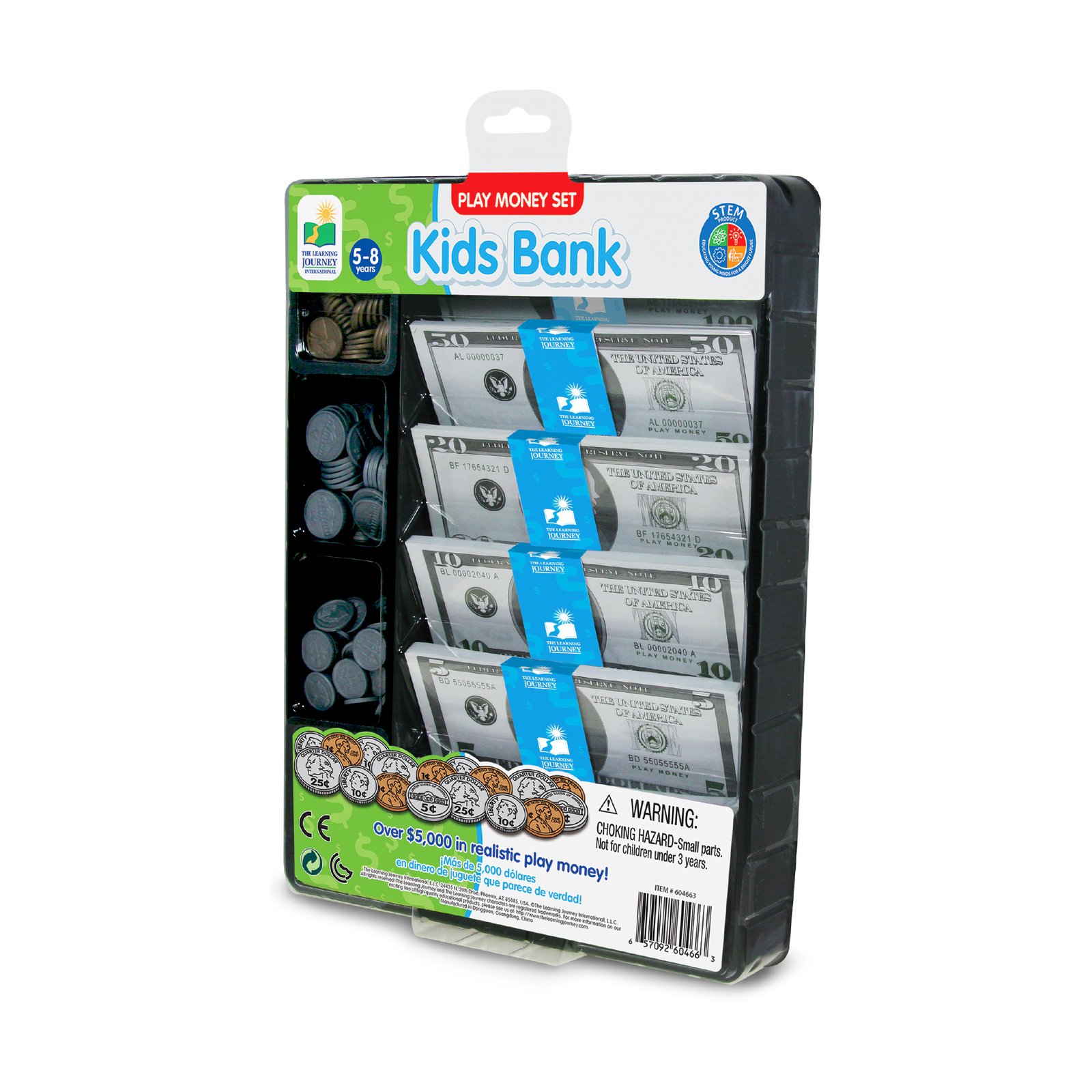 New – The Learning Journey Play Money Set – Kids Bank – Ages 5+ | 1+ players