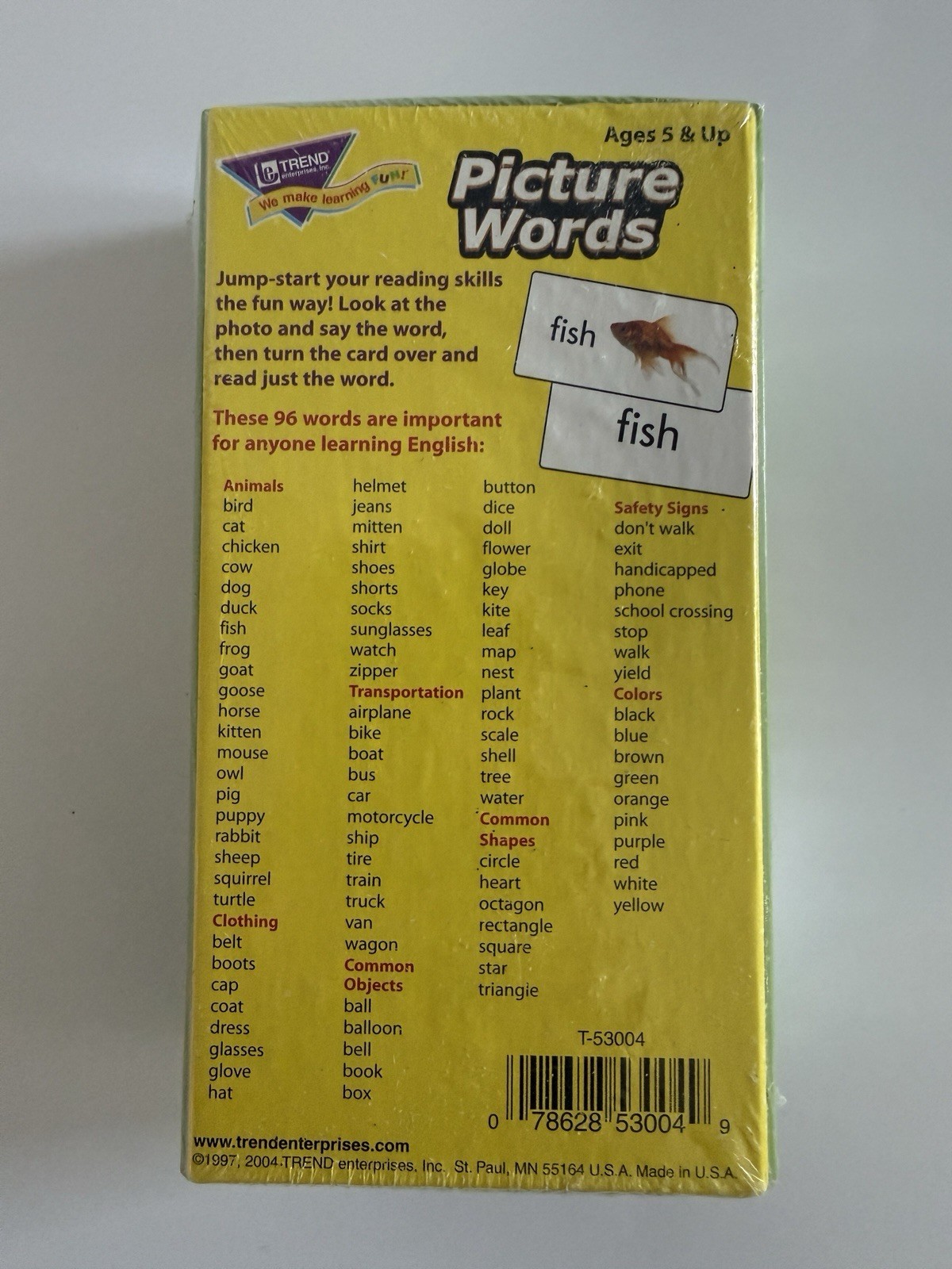 Children’s Learn to Read Words with Pictures Practice Flash Cards NEW Sealed