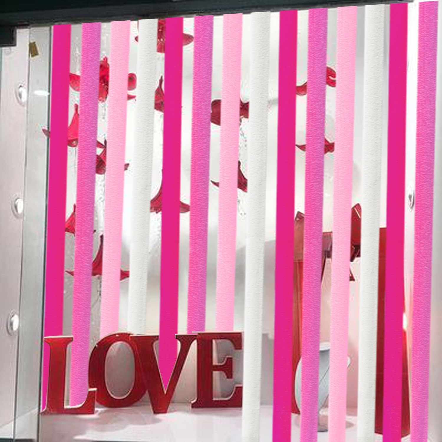 PheiLa Valentines Day Party Supplies, 4 Rolls Pink and White pink white