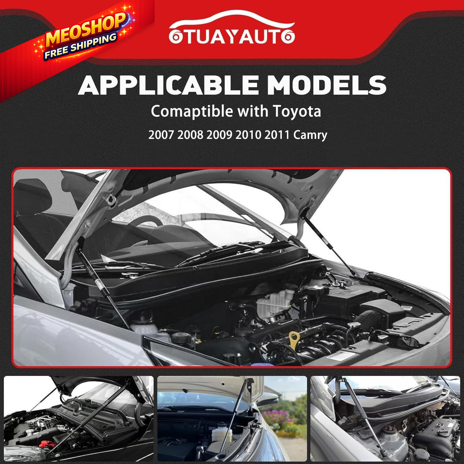 Front Hood Struts for 07-11 Toyota Camry, Replacement Camry 2007-2011
