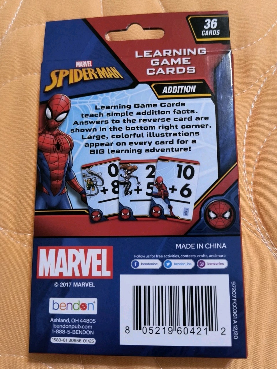 Marvel SPIDERMAN 🕷️ Addition Flash Learning Colorful Cards NEW! Free Shipping!