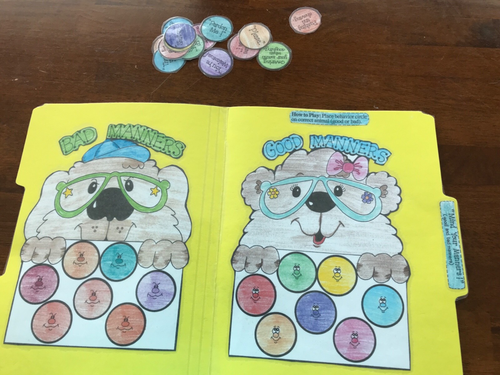 Mind Your zmanners! Good bad manners Social Studies grades k-4 file folder game
