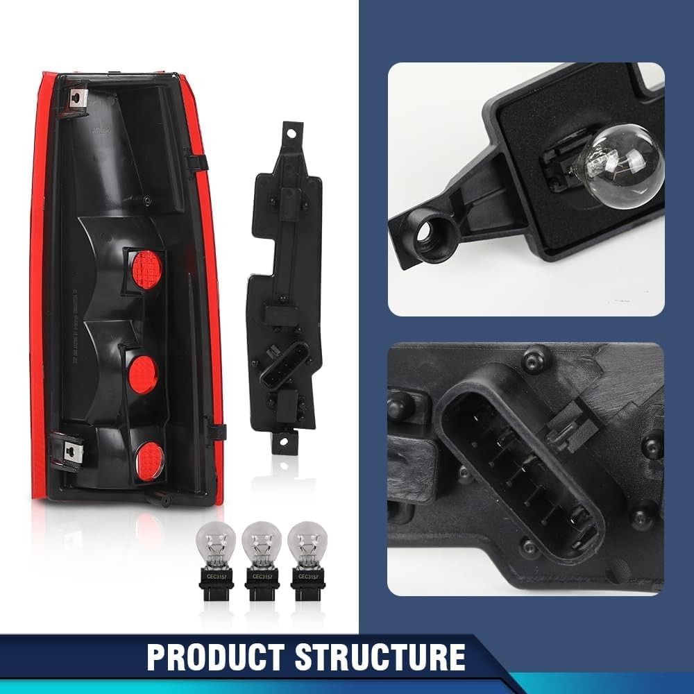 PIT66 Tail Lights w/Connector Circuit Compatible with Chevy GMC Silverado Sierra