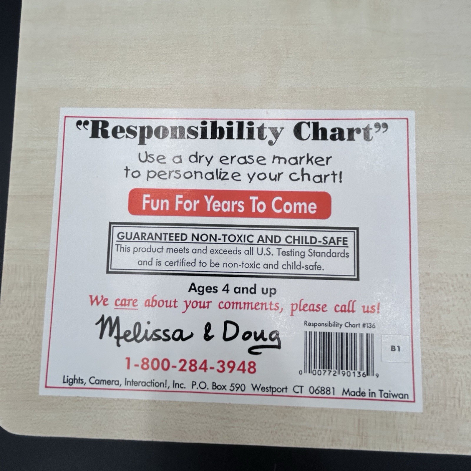 Melissa & Doug Responsibility Chore Chart Child Kids White Board Magnets & Goals