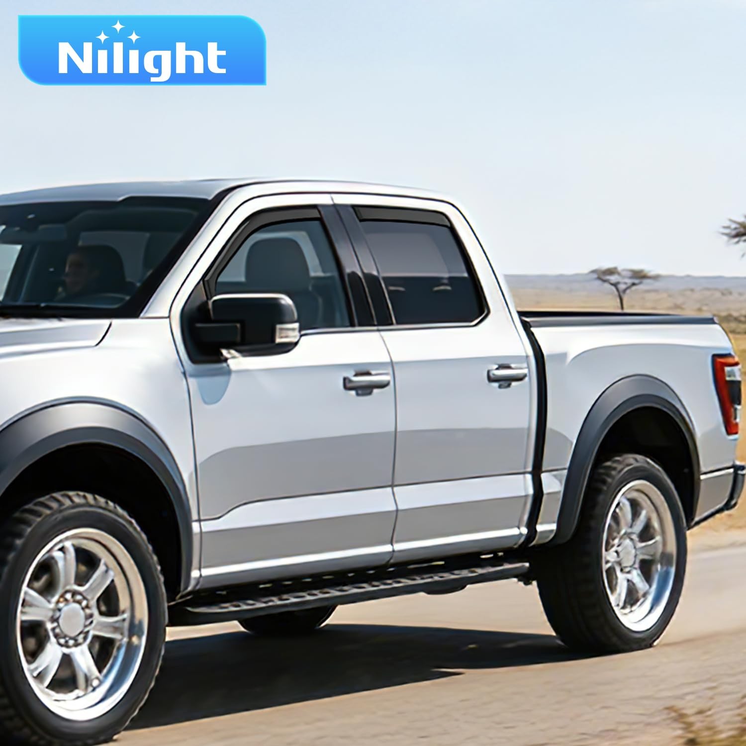 Nilight in-Channel Rain Guards for Ford F150 2015-2020 Crew Cab