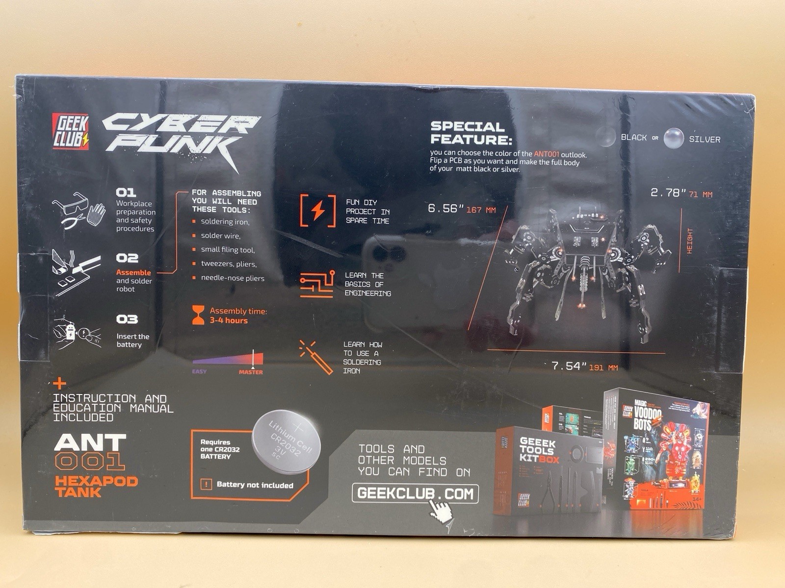 Geek Club Cyber Punk Ant 001 Hexapod Tank Electronic 3D Puzzle Black/Silver STEM