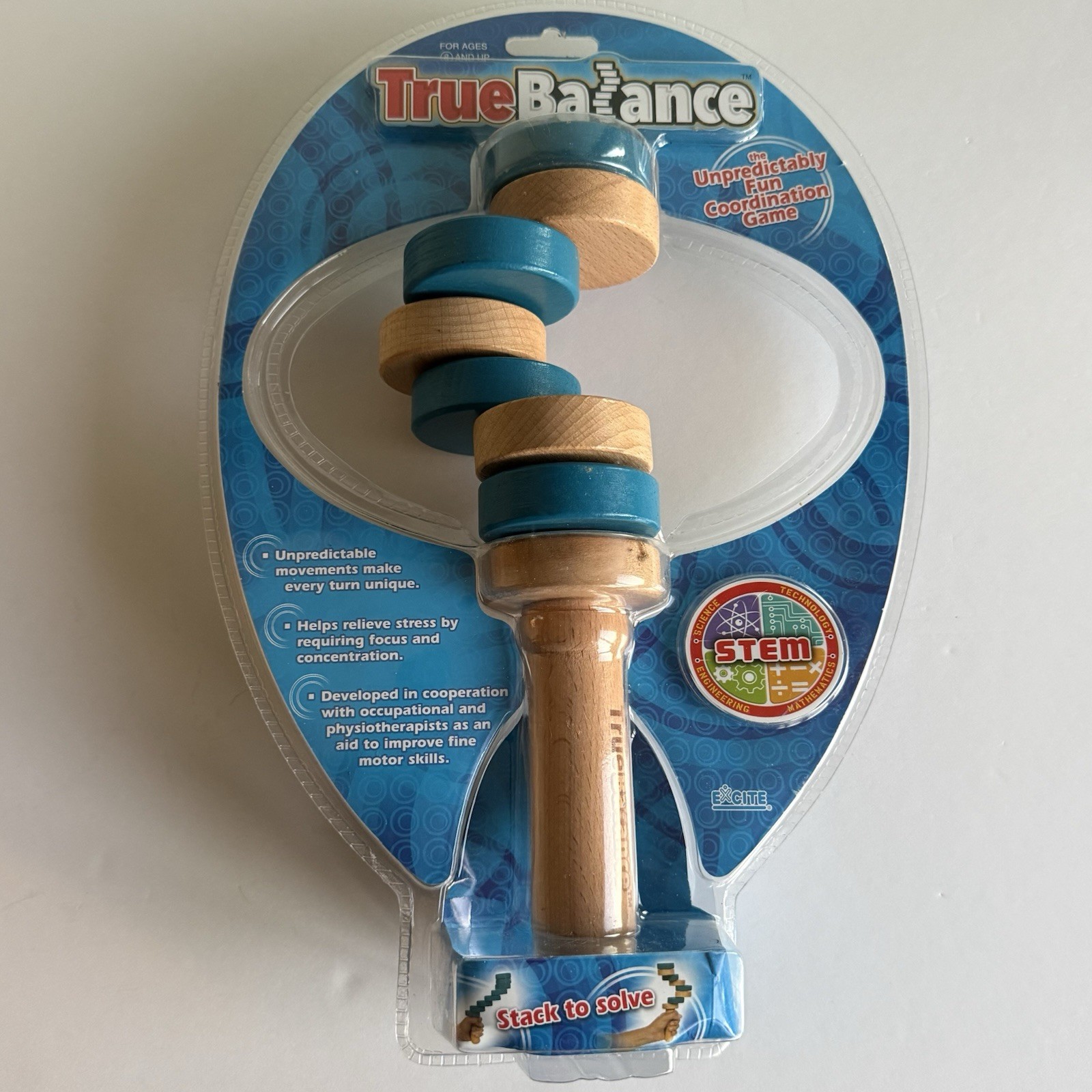 True Balance Handheld Wooden Toy by “Excite” “STEM” Coordination New/Sealed