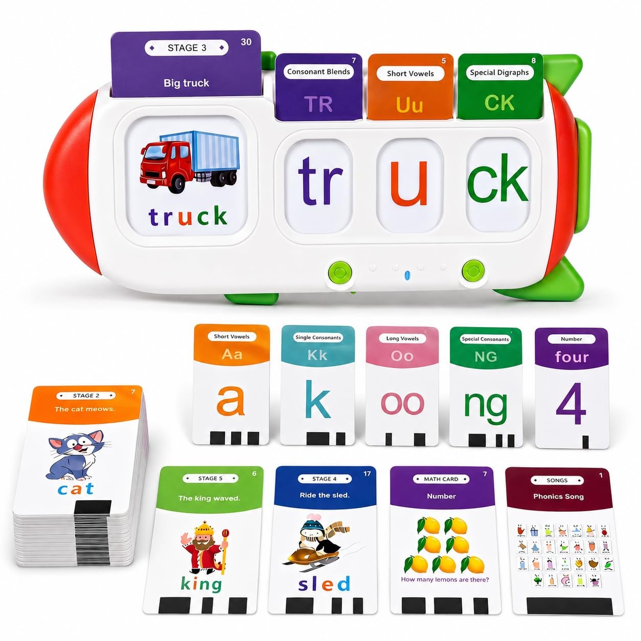 Talking Phonics Card Reader for Kids Ages 3-7, 5-Level Learn-to-Read System w…