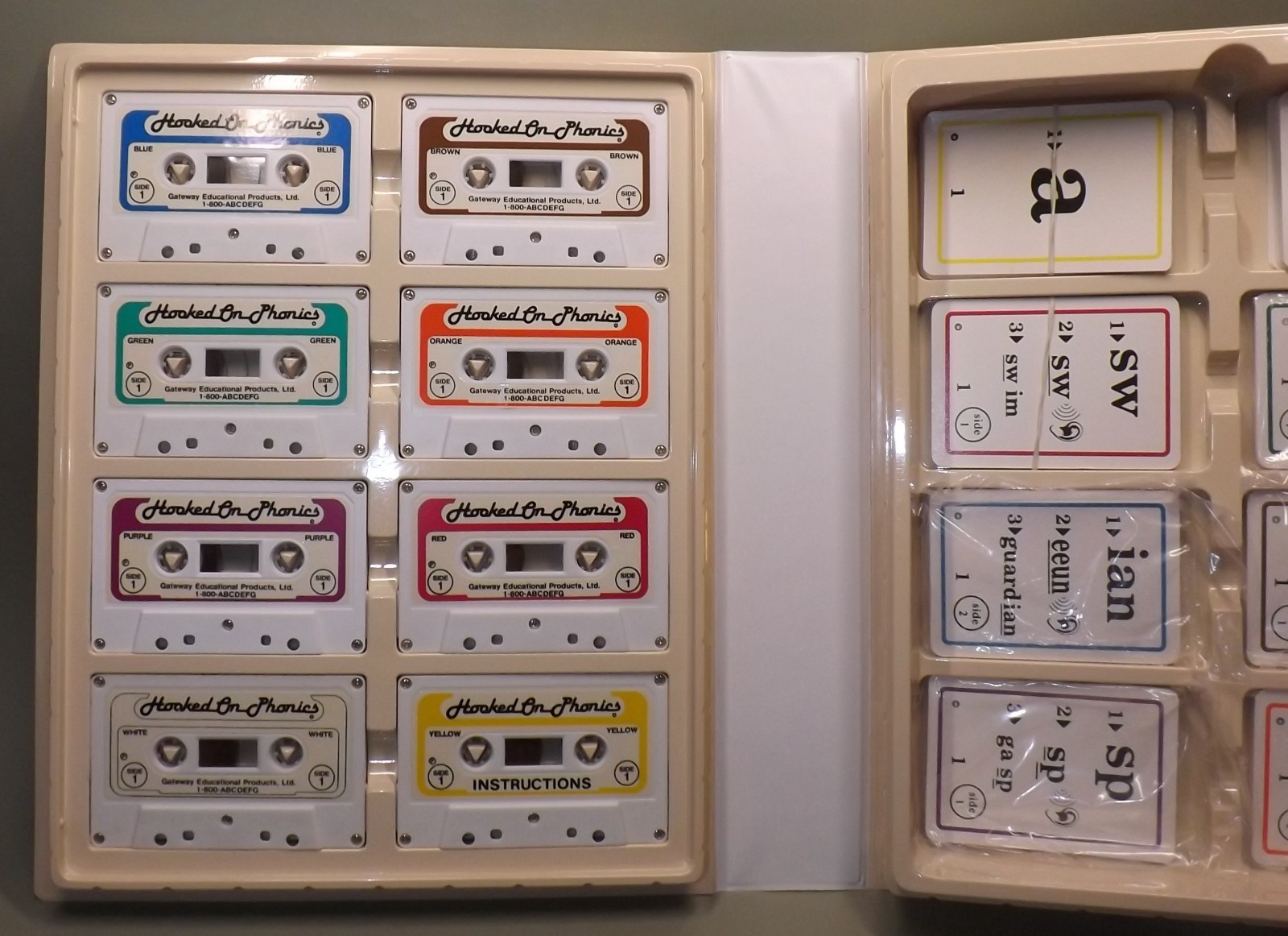 Vintage Hooked on Phonics Educational Kit, Cassette Tapes, Cards & Booklets