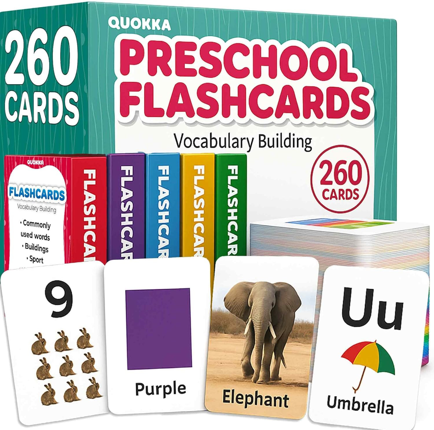 260 Flash Cards for Kids Ages 3-5 with Realistic Images – Pre K Flash Cards Age