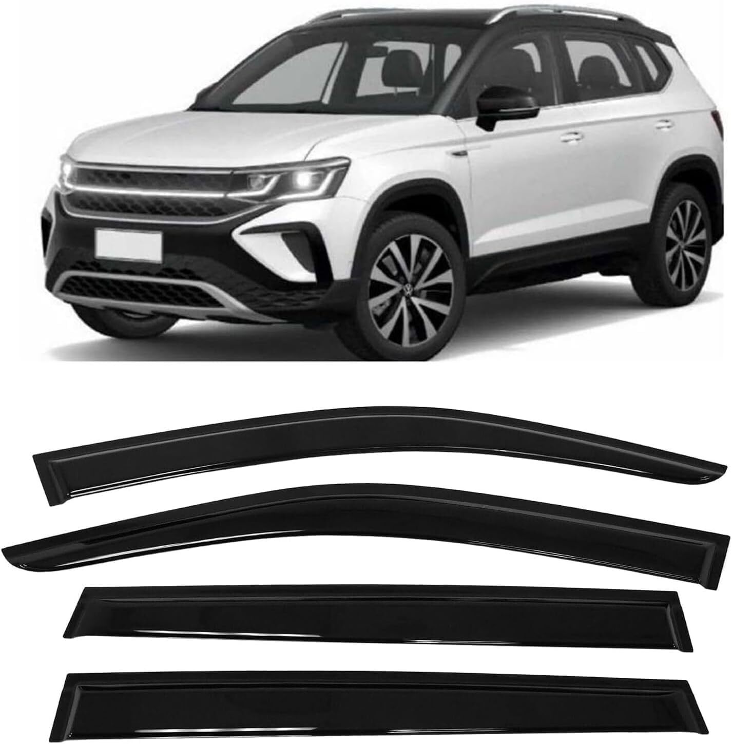 Tape-On Side Rain Guards Suitable for 2021-2024 Volkswagen Taos, Vent Window